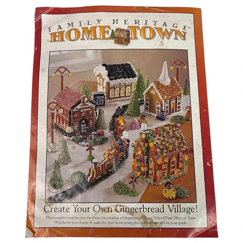 1998 VTG Pampered Chef Gingerbread Mold Home Train Stoneware Pan Frosting Bag‎